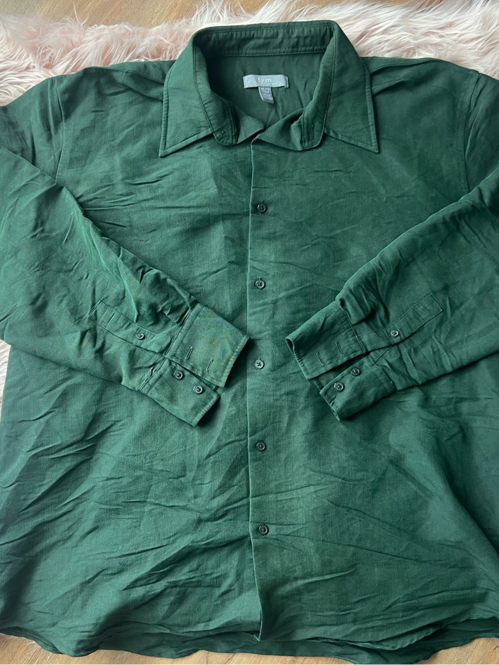 Men's Casual Button-Down Shirt in Forest Green XL
